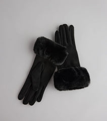 Cold Weather Luxe Faux Fur Trim Gloves